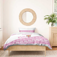 Fiji Rugby 2025 Custom Bedding Set Fijian Tapa Toso Viti Toso - Pink