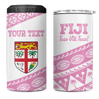 Fiji Rugby 2025 Custom 4 in 1 Can Cooler Tumbler Fijian Tapa Toso Viti Toso - Pink LT14 One Size: 16 oz Pink - Polynesian Pride