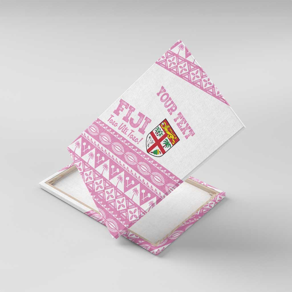 Fiji Rugby 2025 Custom Canvas Wall Art Fijian Tapa Toso Viti Toso - Pink LT14 With Frame Pink - Polynesian Pride