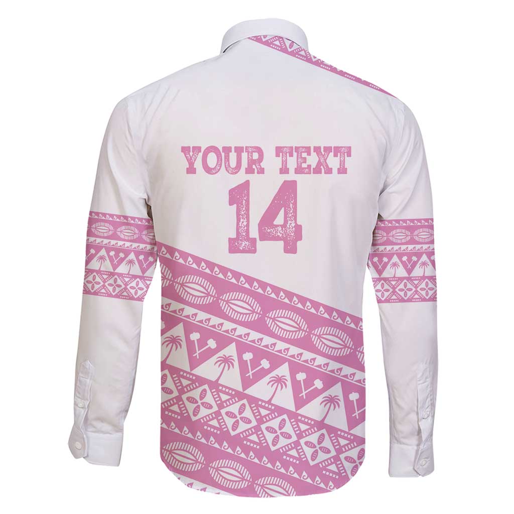 Fiji Rugby 2025 Custom Family Matching Long Sleeve Bodycon Dress and Hawaiian Shirt Fijian Tapa Toso Viti Toso - Pink LT14 - Polynesian Pride