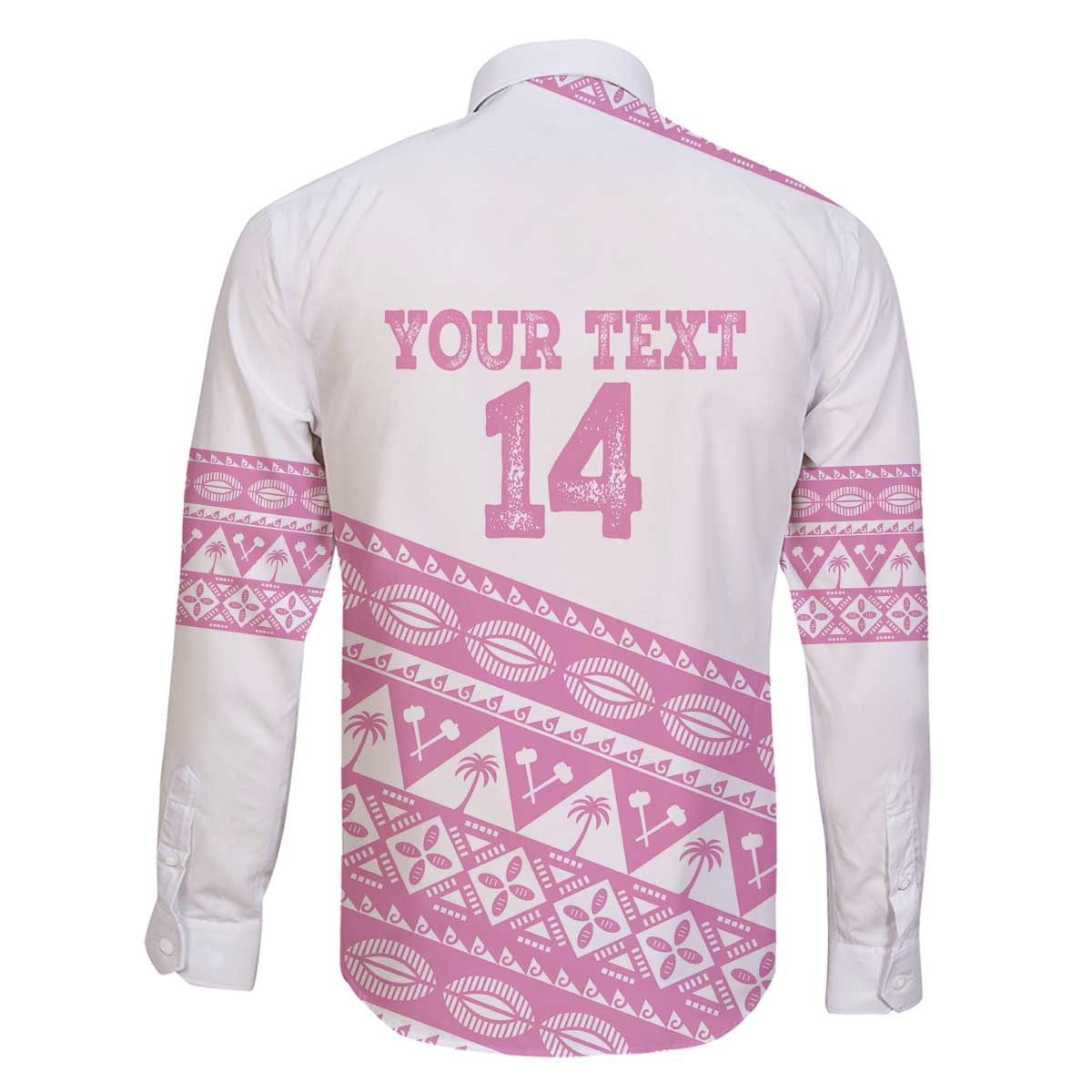 Fiji Rugby 2025 Custom Family Matching Off The Shoulder Long Sleeve Dress and Hawaiian Shirt Fijian Tapa Toso Viti Toso - Pink LT14 - Polynesian Pride