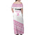 Fiji Rugby 2025 Custom Family Matching Off Shoulder Maxi Dress and Hawaiian Shirt Fijian Tapa Toso Viti Toso - Pink