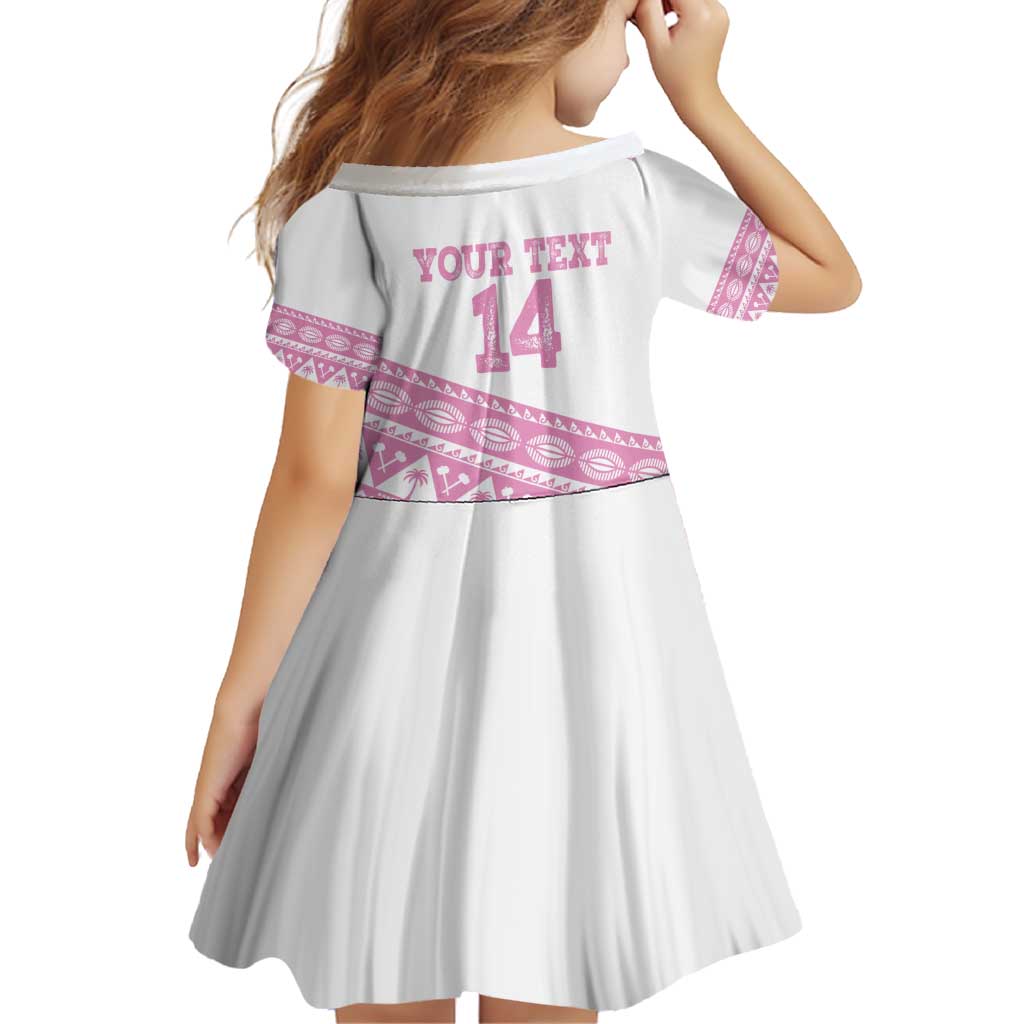 Fiji Rugby 2025 Custom Family Matching Off Shoulder Short Dress and Hawaiian Shirt Fijian Tapa Toso Viti Toso - Pink LT14 - Polynesian Pride