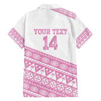 Fiji Rugby 2025 Custom Family Matching Short Sleeve Bodycon Dress and Hawaiian Shirt Fijian Tapa Toso Viti Toso - Pink LT14 - Polynesian Pride