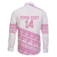Fiji Rugby 2025 Custom Family Matching Short Sleeve Bodycon Dress and Hawaiian Shirt Fijian Tapa Toso Viti Toso - Pink LT14 - Polynesian Pride