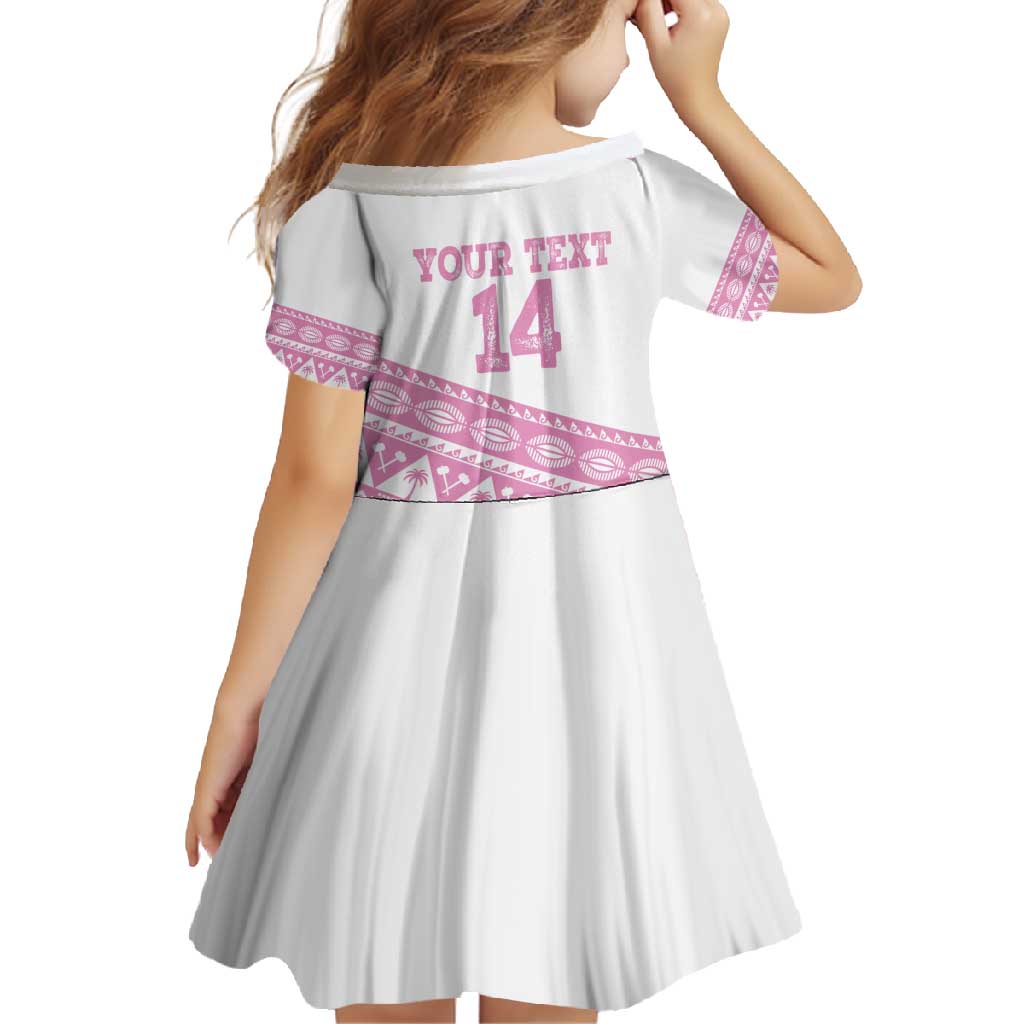 Fiji Rugby 2025 Custom Family Matching Tank Maxi Dress and Hawaiian Shirt Fijian Tapa Toso Viti Toso - Pink LT14 - Polynesian Pride