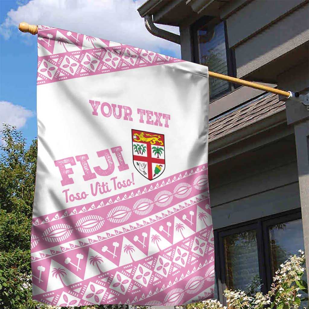 Fiji Rugby 2025 Custom Garden Flag Fijian Tapa Toso Viti Toso - Pink LT14 - Polynesian Pride