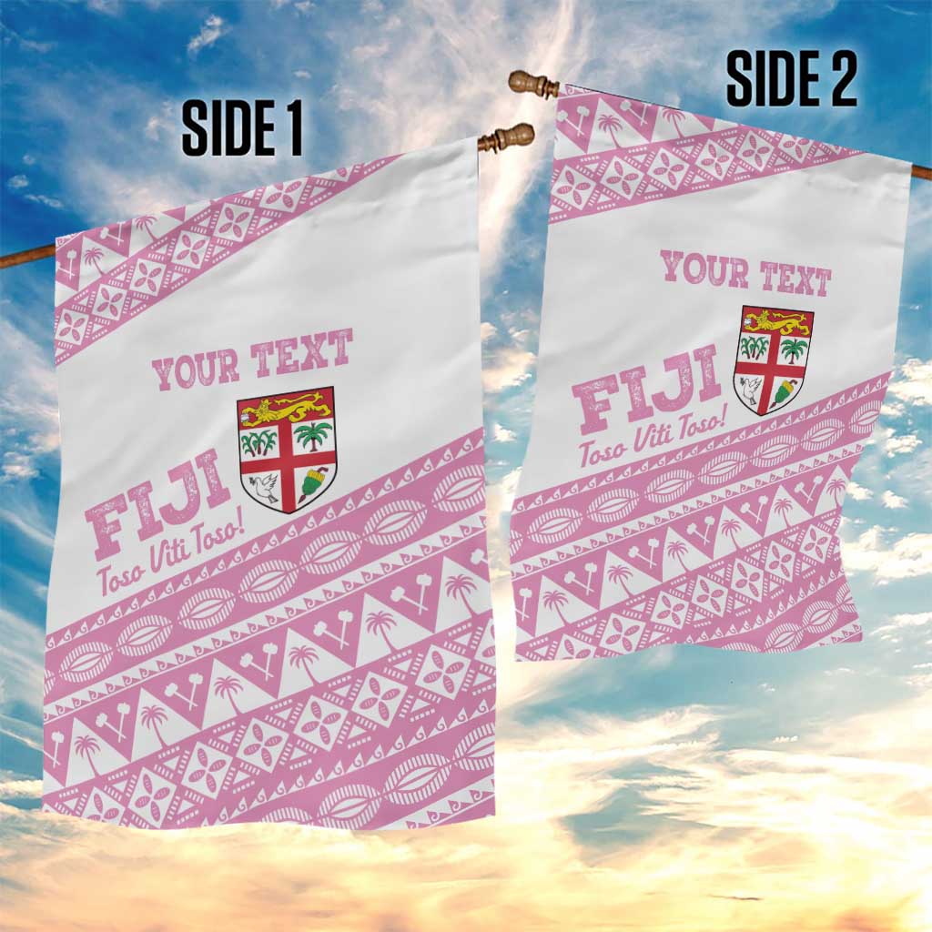 Fiji Rugby 2025 Custom Garden Flag Fijian Tapa Toso Viti Toso - Pink LT14 - Polynesian Pride