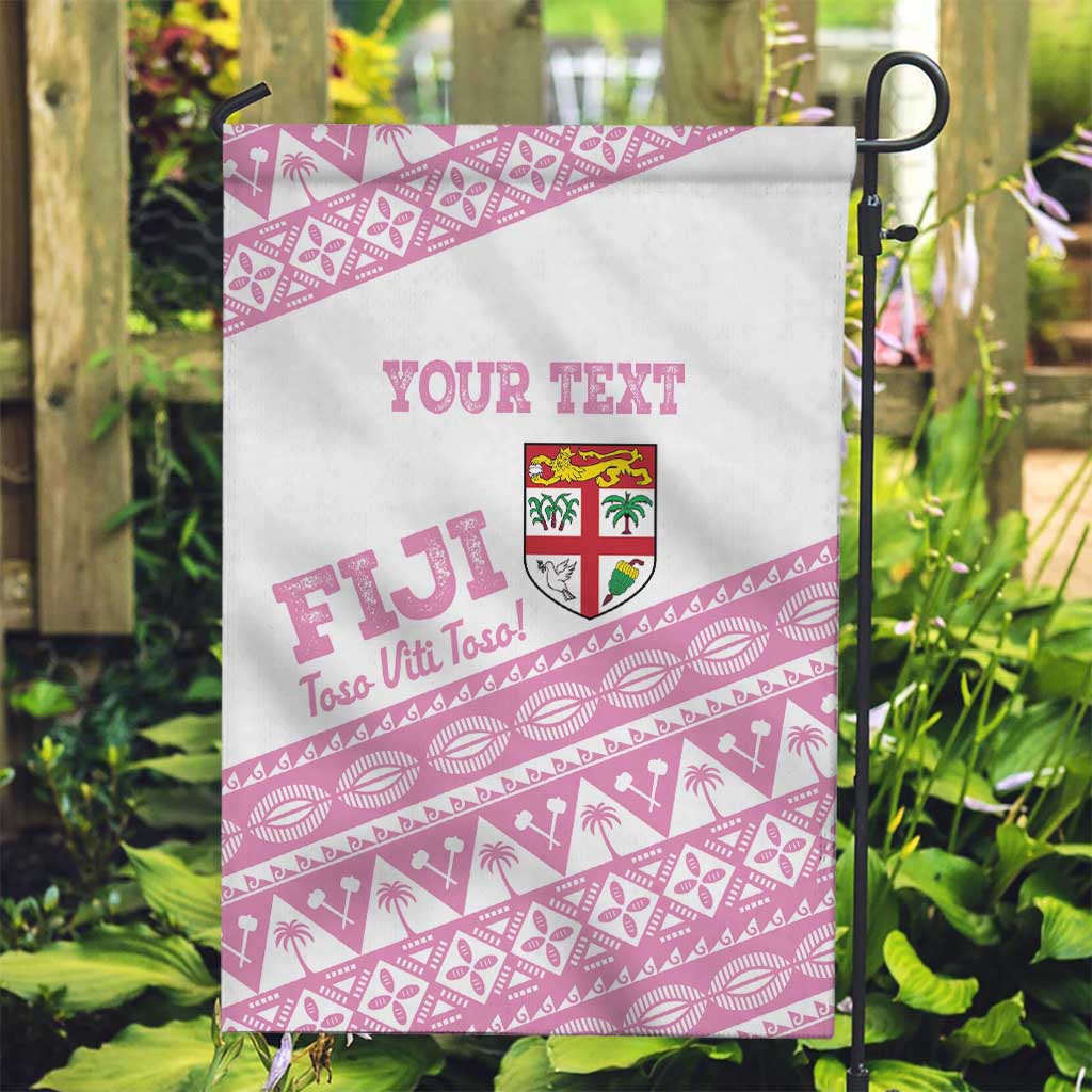 Fiji Rugby 2025 Custom Garden Flag Fijian Tapa Toso Viti Toso - Pink LT14 Garden Flag Pink - Polynesian Pride