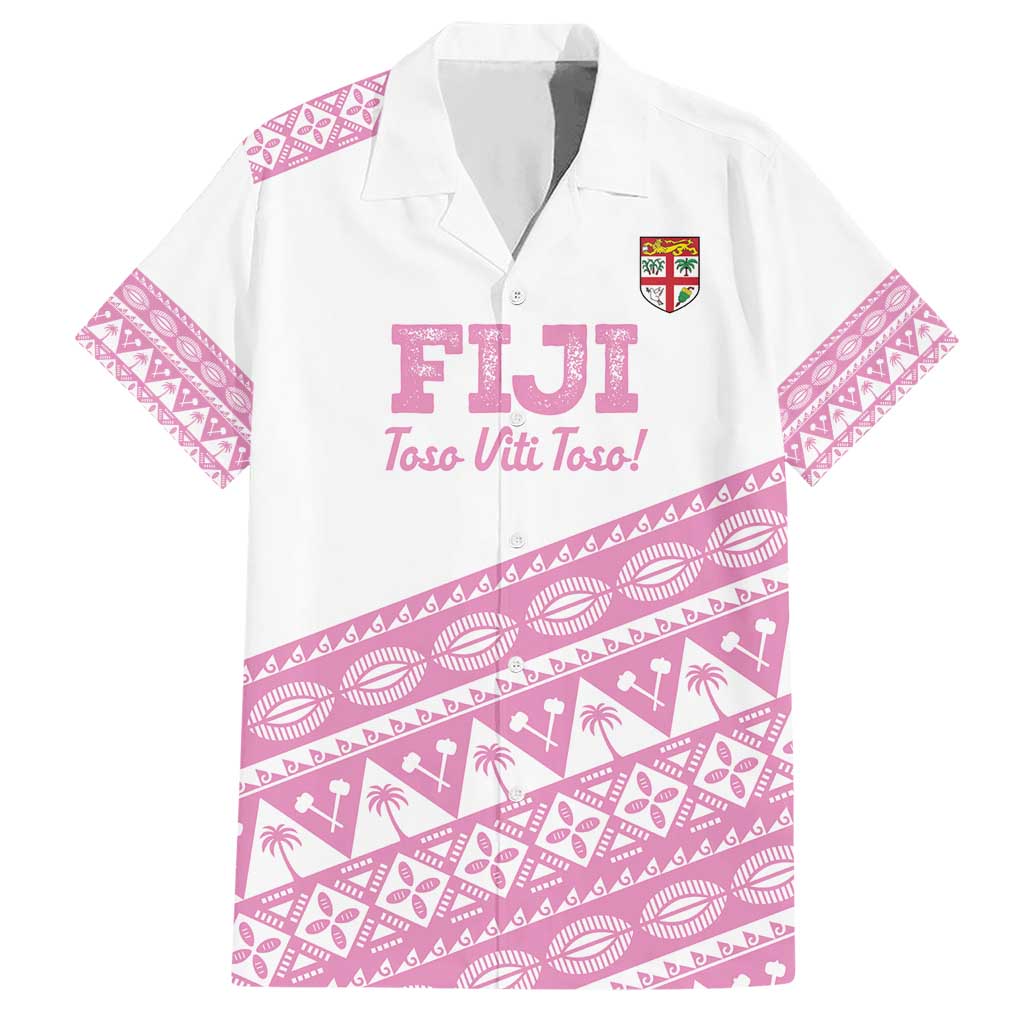 Fiji Rugby 2025 Custom Hawaiian Shirt Fijian Tapa Toso Viti Toso - Pink LT14 Pink - Polynesian Pride