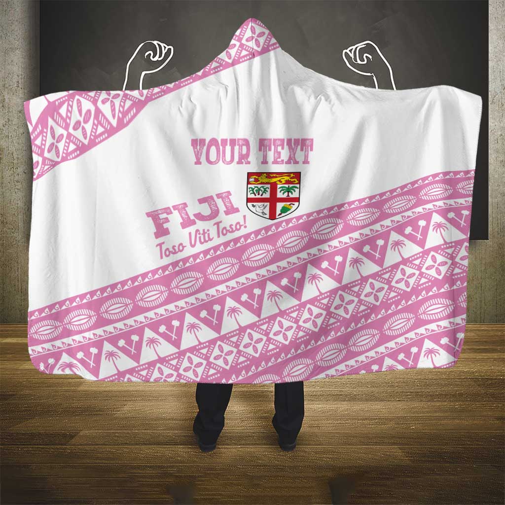 Fiji Rugby 2025 Custom Hooded Blanket Fijian Tapa Toso Viti Toso - Pink LT14 - Polynesian Pride
