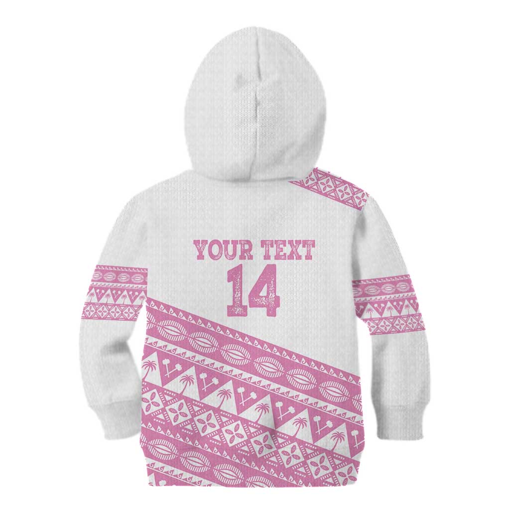 Fiji Rugby 2025 Custom Kid Hoodie Fijian Tapa Toso Viti Toso - Pink LT14 - Polynesian Pride