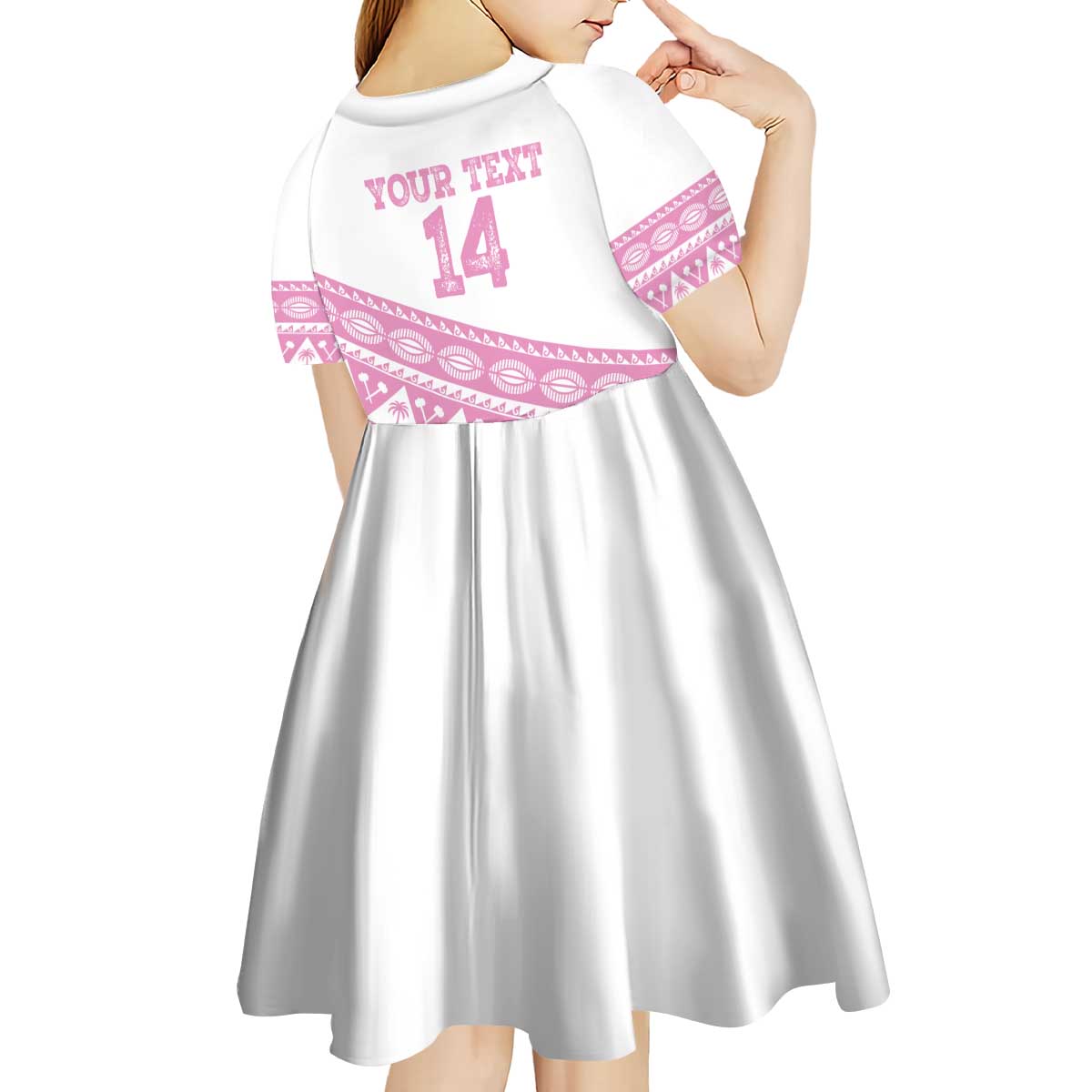 Fiji Rugby 2025 Custom Kid Short Sleeve Dress Fijian Tapa Toso Viti Toso - Pink