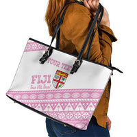 Fiji Rugby 2025 Custom Leather Tote Bag Fijian Tapa Toso Viti Toso - Pink LT14 - Polynesian Pride