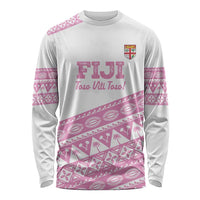 Fiji Rugby 2025 Custom Long Sleeve Shirt Fijian Tapa Toso Viti Toso - Pink LT14 Unisex Pink - Polynesian Pride