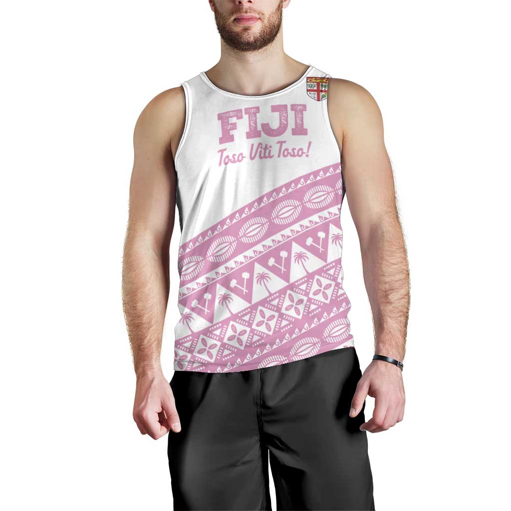 Fiji Rugby 2025 Custom Men Tank Top Fijian Tapa Toso Viti Toso - Pink LT14 - Polynesian Pride
