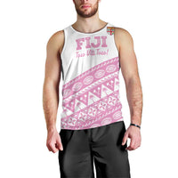 Fiji Rugby 2025 Custom Men Tank Top Fijian Tapa Toso Viti Toso - Pink LT14 - Polynesian Pride