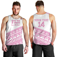 Fiji Rugby 2025 Custom Men Tank Top Fijian Tapa Toso Viti Toso - Pink LT14 - Polynesian Pride