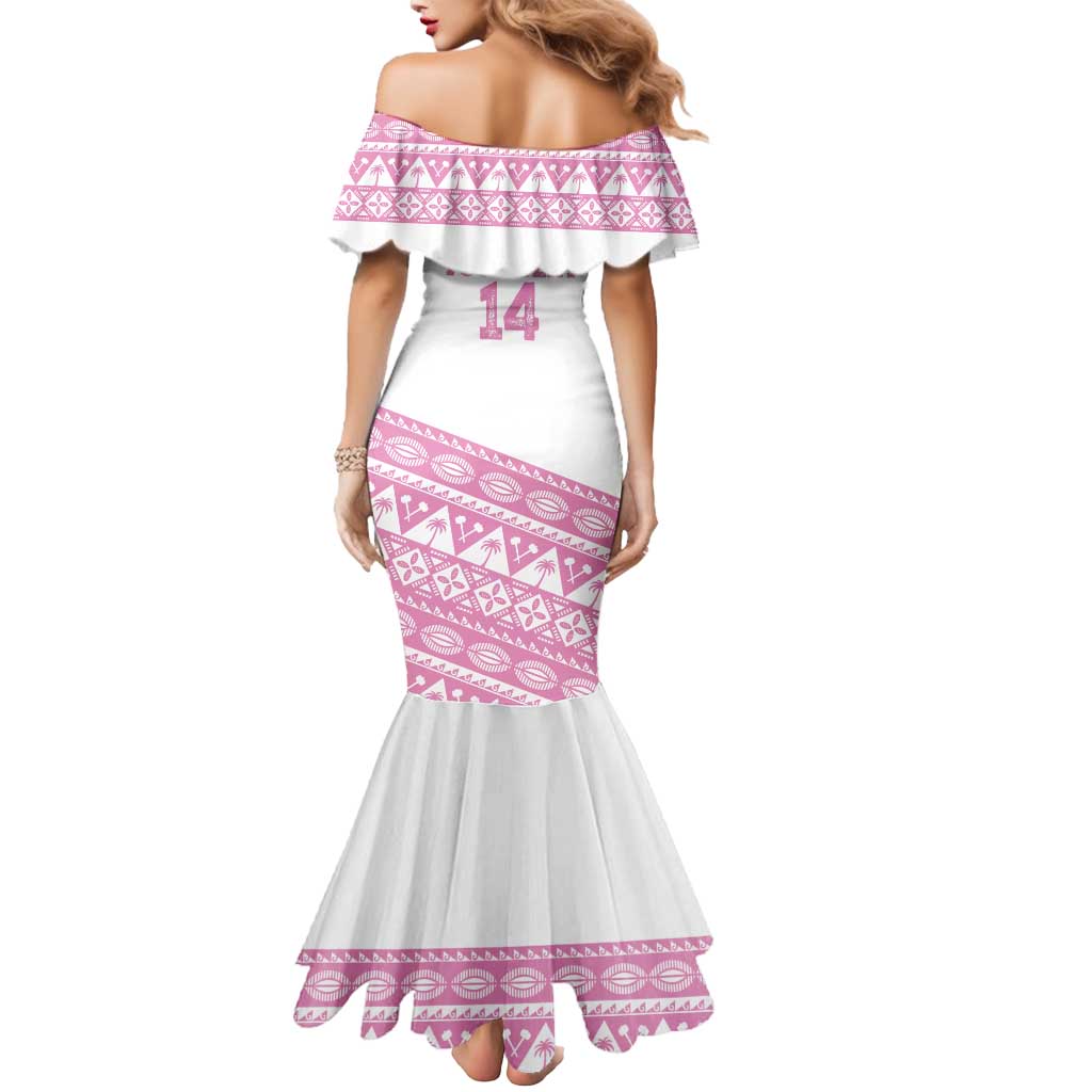 Fiji Rugby 2025 Custom Mermaid Dress Fijian Tapa Toso Viti Toso - Pink LT14 - Polynesian Pride