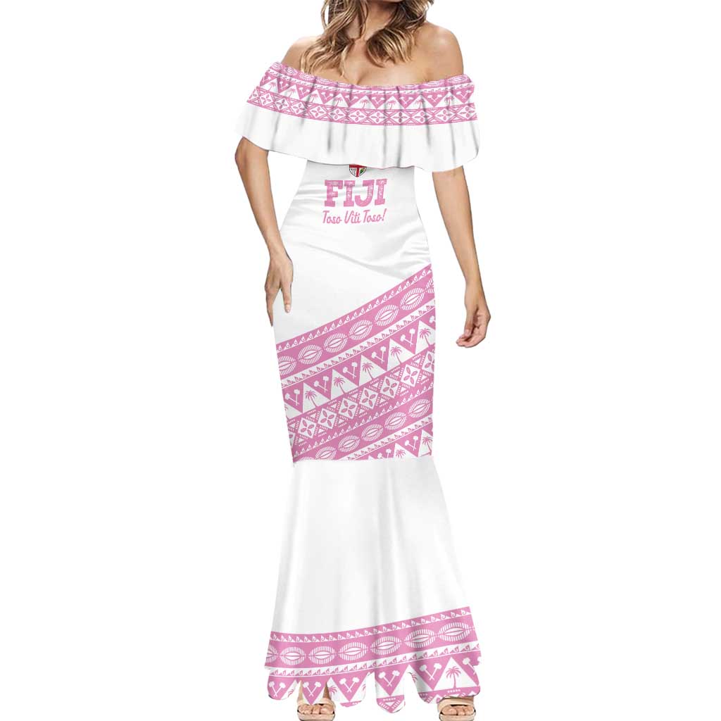 Fiji Rugby 2025 Custom Mermaid Dress Fijian Tapa Toso Viti Toso - Pink LT14 - Polynesian Pride