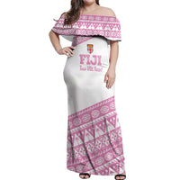 Fiji Rugby 2025 Custom Off Shoulder Maxi Dress Fijian Tapa Toso Viti Toso - Pink LT14 Women Pink - Polynesian Pride