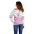 Fiji Rugby 2025 Custom Off Shoulder Sweater Fijian Tapa Toso Viti Toso - Pink