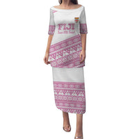 Fiji Rugby 2025 Custom Puletasi Fijian Tapa Toso Viti Toso - Pink LT14 Long Dress Pink - Polynesian Pride