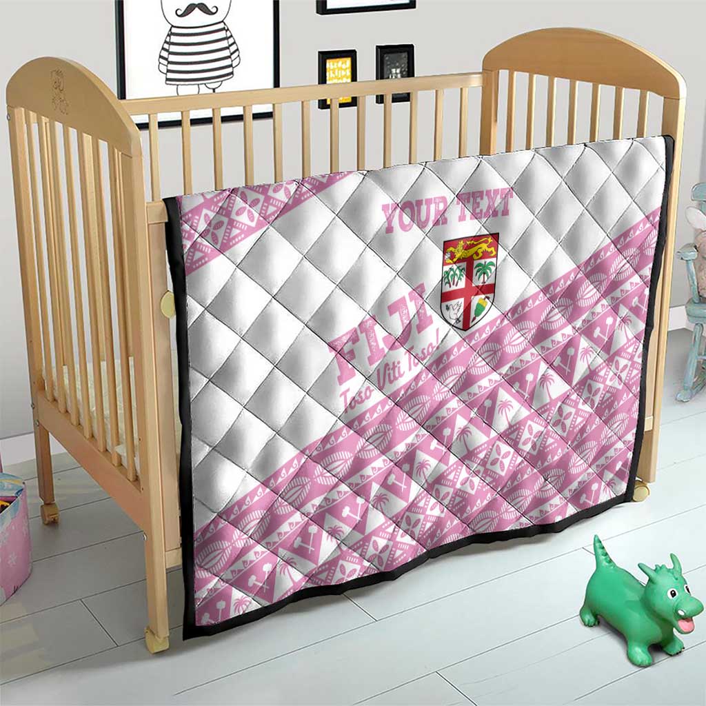 Fiji Rugby 2025 Custom Quilt Fijian Tapa Toso Viti Toso - Pink