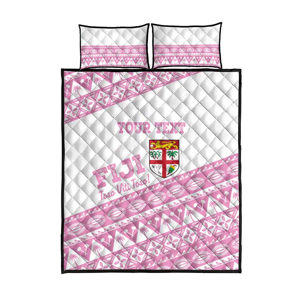 Fiji Rugby 2025 Custom Quilt Bed Set Fijian Tapa Toso Viti Toso - Pink