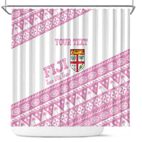 Fiji Rugby 2025 Custom Shower Curtain Fijian Tapa Toso Viti Toso - Pink LT14 Pink - Polynesian Pride