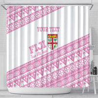 Fiji Rugby 2025 Custom Shower Curtain Fijian Tapa Toso Viti Toso - Pink LT14 - Polynesian Pride