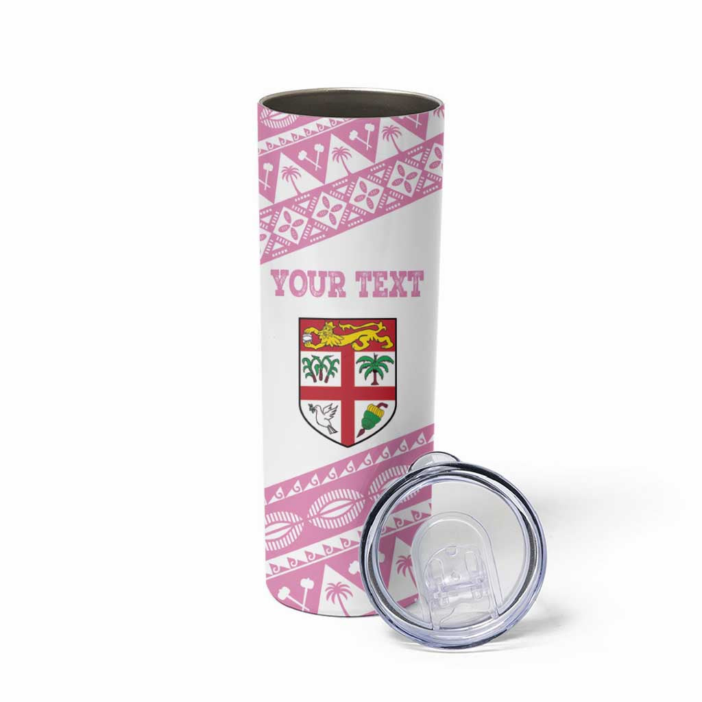 Fiji Rugby 2025 Custom Skinny Tumbler Fijian Tapa Toso Viti Toso - Pink LT14 - Polynesian Pride