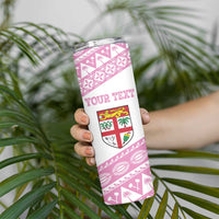 Fiji Rugby 2025 Custom Skinny Tumbler Fijian Tapa Toso Viti Toso - Pink LT14 - Polynesian Pride