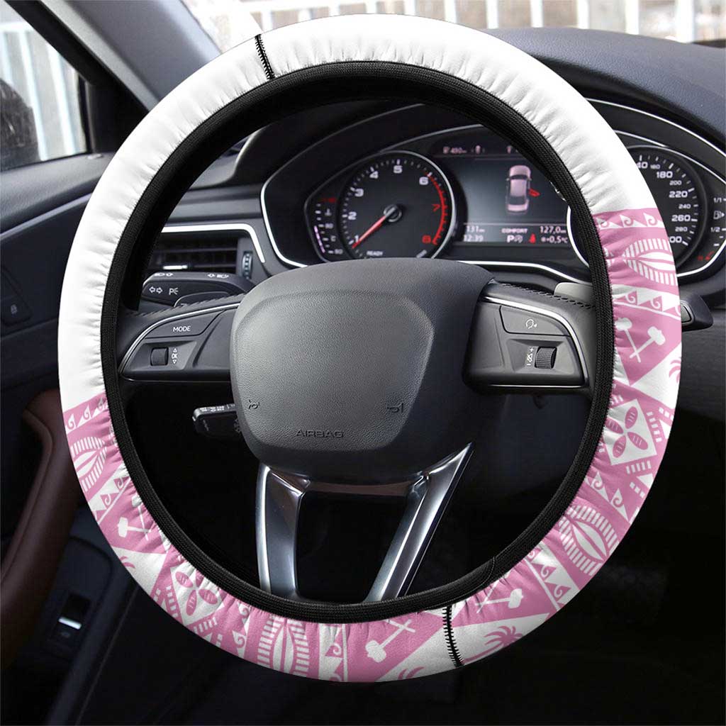 Fiji Rugby 2025 Steering Wheel Cover Fijian Tapa Toso Viti Toso - Pink LT14 - Polynesian Pride