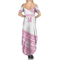 Fiji Rugby 2025 Custom Summer Maxi Dress Fijian Tapa Toso Viti Toso - Pink LT14 - Polynesian Pride