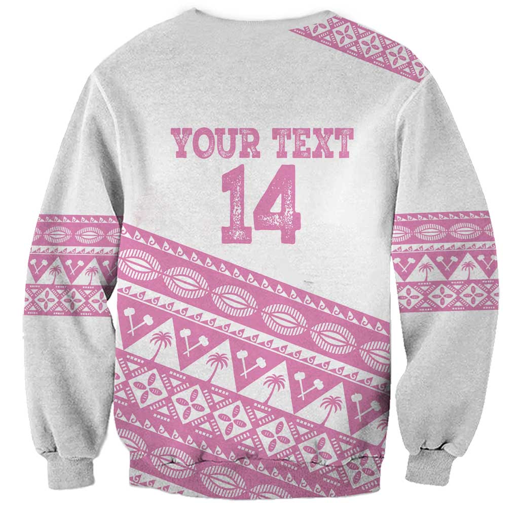 Fiji Rugby 2025 Custom Sweatshirt Fijian Tapa Toso Viti Toso - Pink