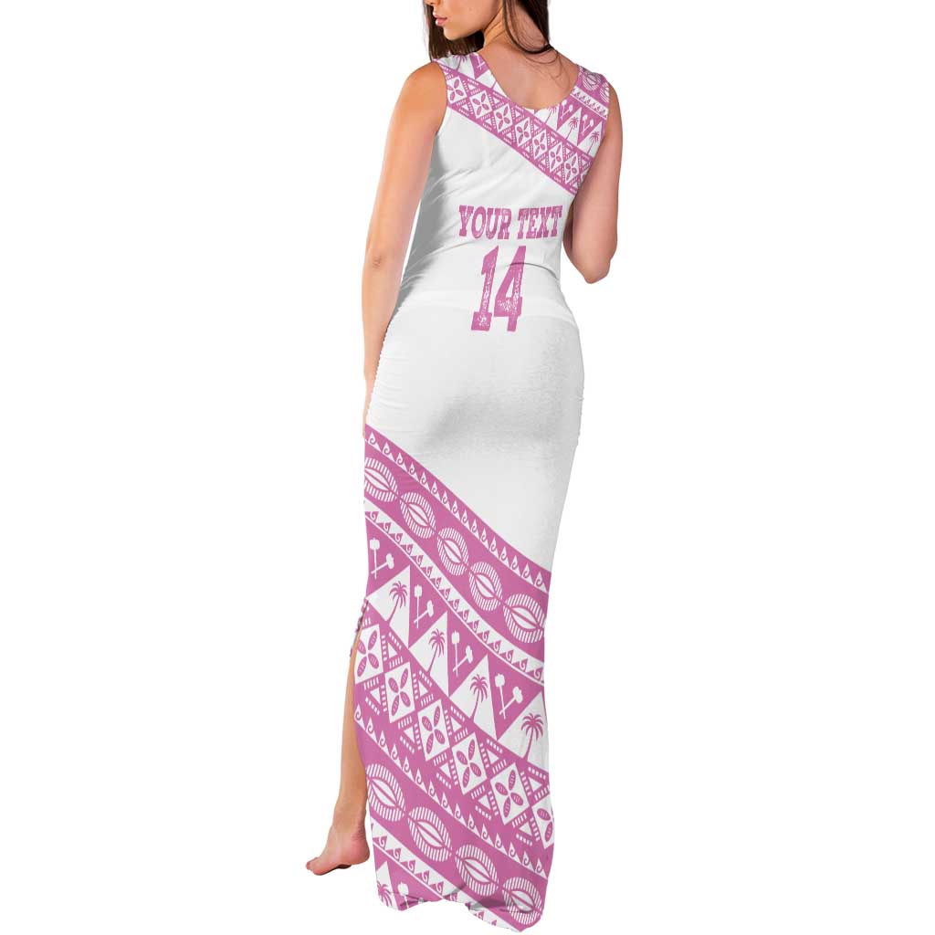 Fiji Rugby 2025 Custom Tank Maxi Dress Fijian Tapa Toso Viti Toso - Pink LT14 - Polynesian Pride
