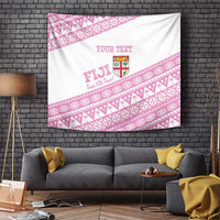 Fiji Rugby 2025 Custom Tapestry Fijian Tapa Toso Viti Toso - Pink LT14 Pink - Polynesian Pride
