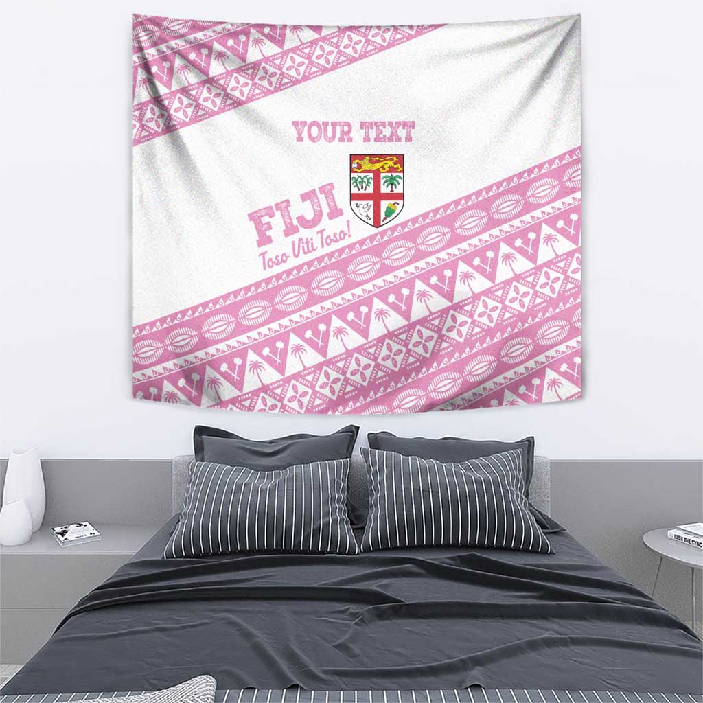 Fiji Rugby 2025 Custom Tapestry Fijian Tapa Toso Viti Toso - Pink LT14 - Polynesian Pride