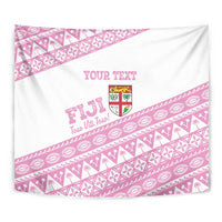 Fiji Rugby 2025 Custom Tapestry Fijian Tapa Toso Viti Toso - Pink LT14 - Polynesian Pride