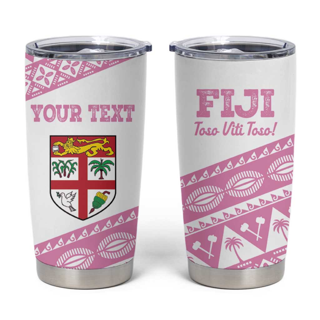 Fiji Rugby 2025 Custom Tumbler Cup Fijian Tapa Toso Viti Toso - Pink LT14 Pink - Polynesian Pride