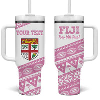 Fiji Rugby 2025 Custom Tumbler With Handle Fijian Tapa Toso Viti Toso - Pink