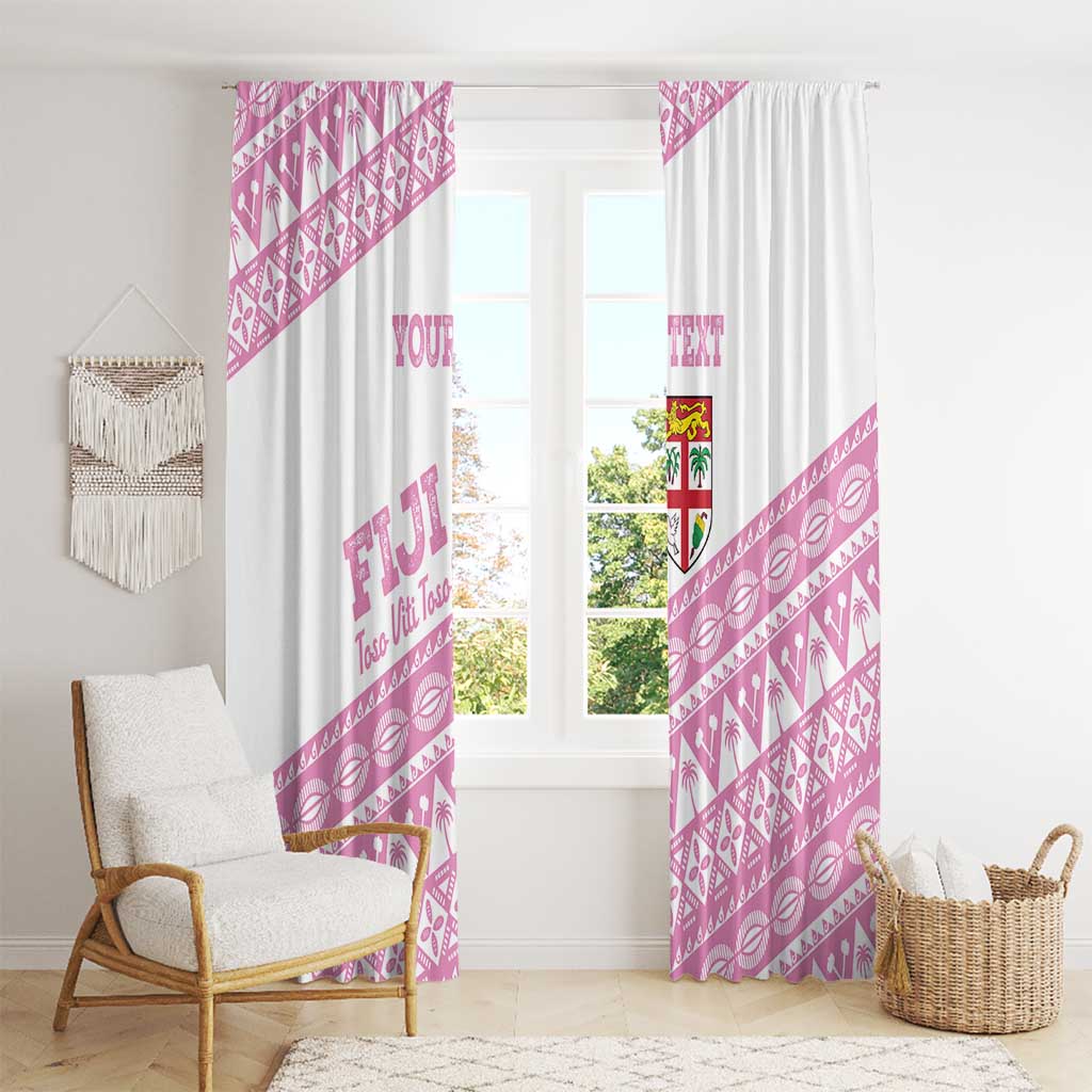 Fiji Rugby 2025 Custom Window Curtain Fijian Tapa Toso Viti Toso - Pink LT14 - Polynesian Pride