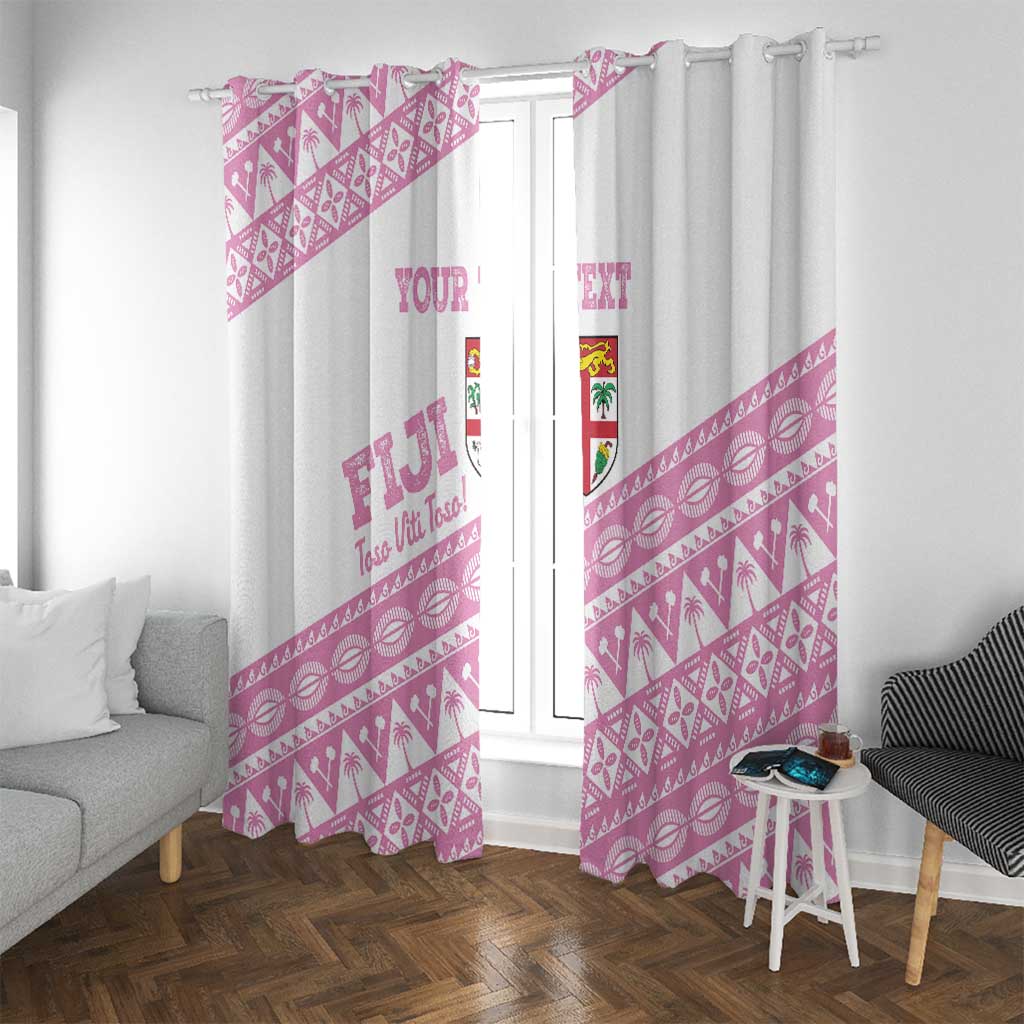 Fiji Rugby 2025 Custom Window Curtain Fijian Tapa Toso Viti Toso - Pink LT14 With Grommets Pink - Polynesian Pride