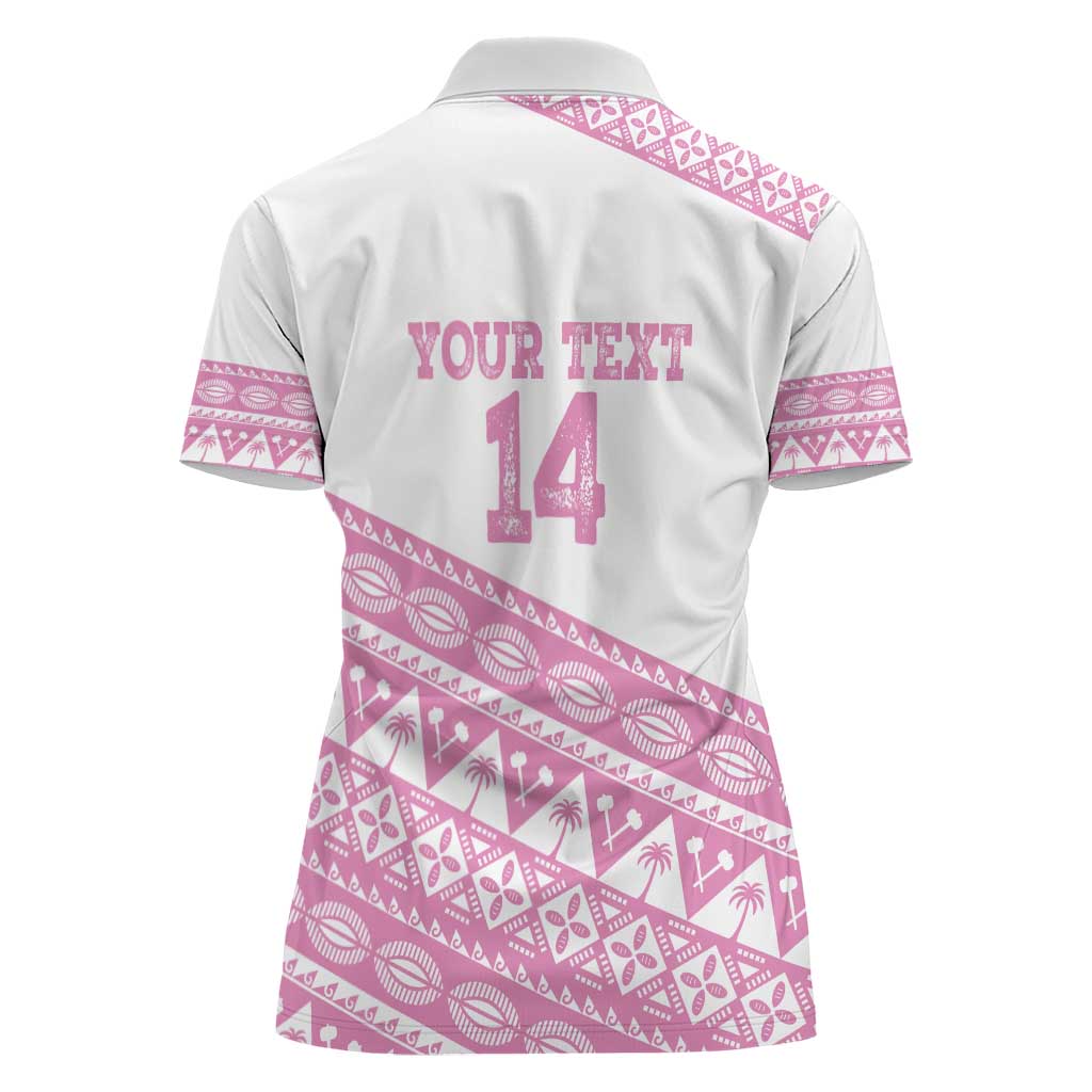 Fiji Rugby 2025 Custom Women Polo Shirt Fijian Tapa Toso Viti Toso - Pink LT14 - Polynesian Pride