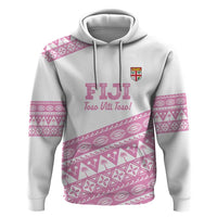 Fiji Rugby 2025 Custom Zip Hoodie Fijian Tapa Toso Viti Toso - Pink LT14 Pullover Hoodie Pink - Polynesian Pride