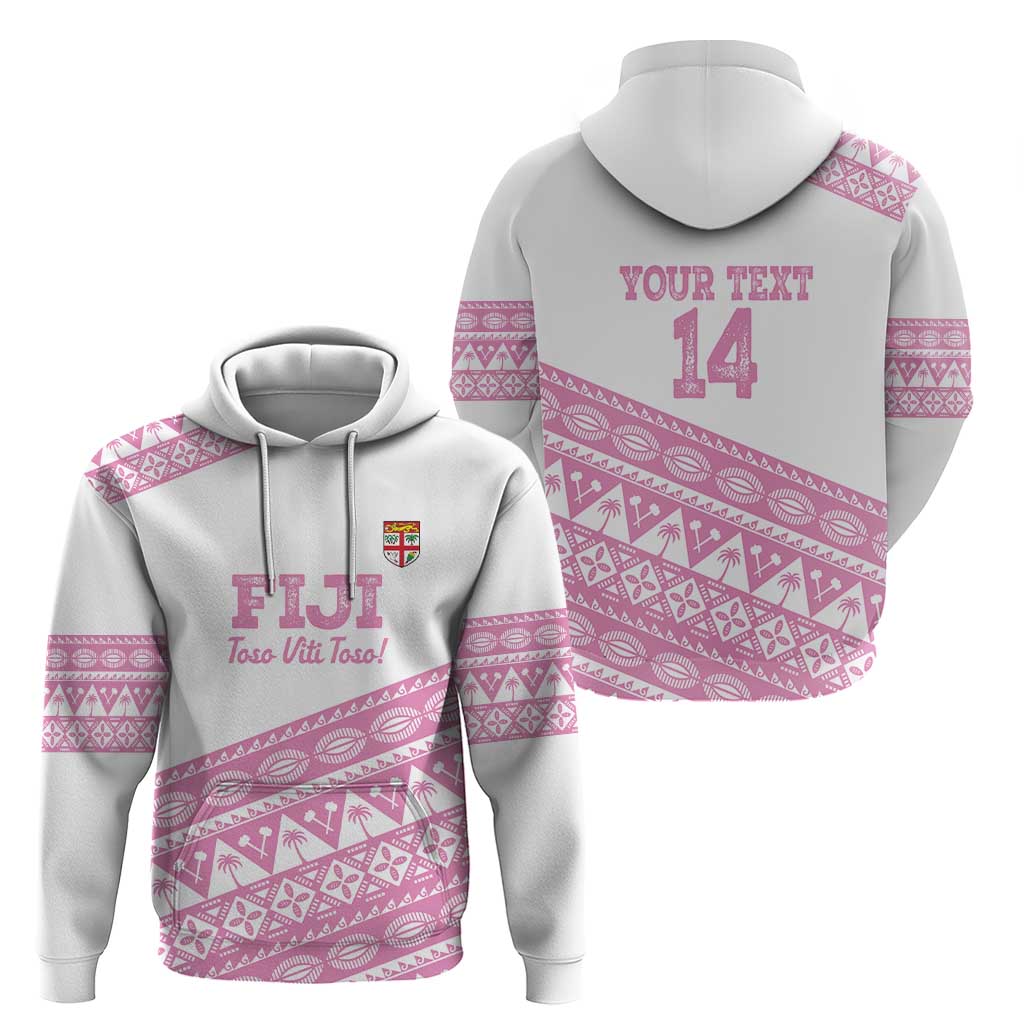 Fiji Rugby 2025 Custom Zip Hoodie Fijian Tapa Toso Viti Toso - Pink LT14 - Polynesian Pride