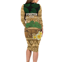Bula Fiji Kava Bowl Family Matching Long Sleeve Bodycon Dress and Hawaiian Shirt Fijian Tapa Cloth Vintage Vibe LT14 - Polynesian Pride