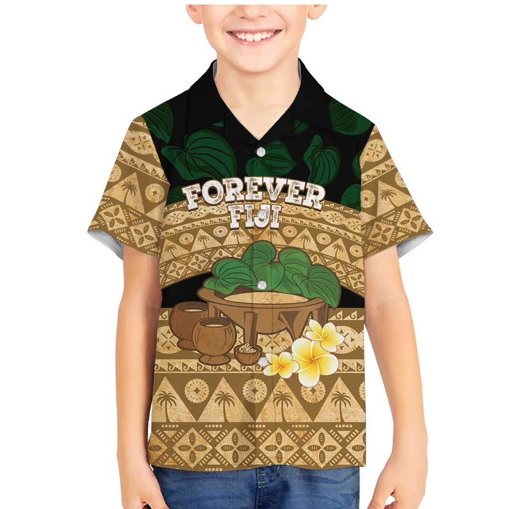 Bula Fiji Kava Bowl Family Matching Mermaid Dress and Hawaiian Shirt Fijian Tapa Cloth Vintage Vibe LT14 Son's Shirt Brown - Polynesian Pride