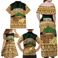 Bula Fiji Kava Bowl Family Matching Off Shoulder Maxi Dress and Hawaiian Shirt Fijian Tapa Cloth Vintage Vibe LT14 - Polynesian Pride